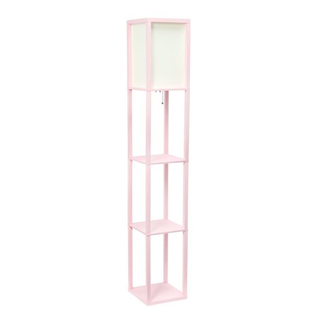 LALIA HOME Column Shelf Floor Lamp with Linen Shade, Light Pink LHF-3004-LP